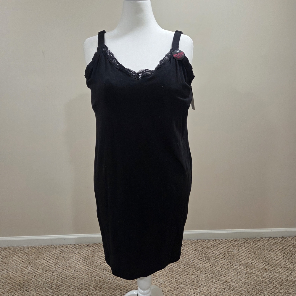smart & sexy Black Lace-Trim Slip Chemise